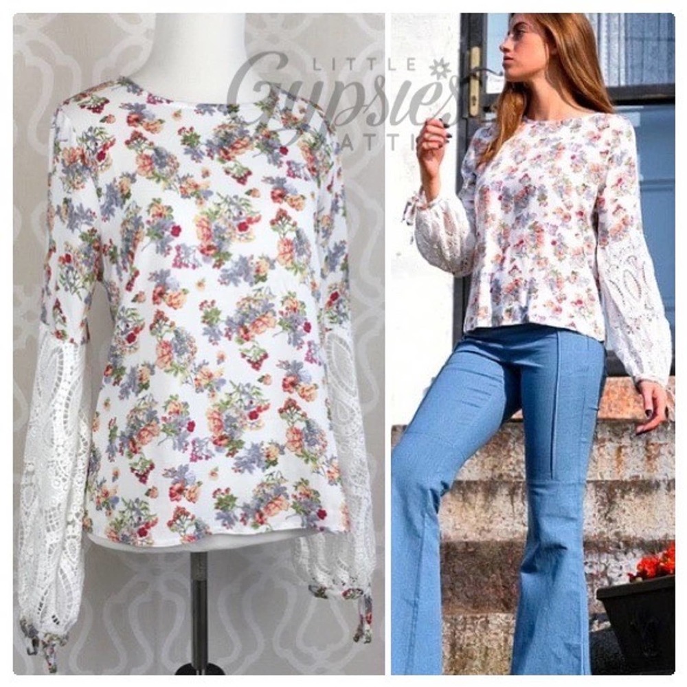 Cottage Wildflowers and Lace Top